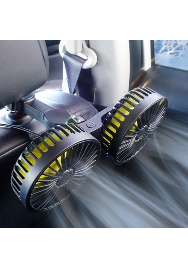 Suıtu F4208 Araç Soğutma Fanı Araç Arka Koltuk Arkalığı Usb Çift Kafalı Elektrikli Fan