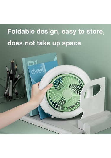 Gece Lambası Masaüstü Katlanır Fan Açık Hava Kamp Asma Mini Fan, Renk: Turuncu Temel