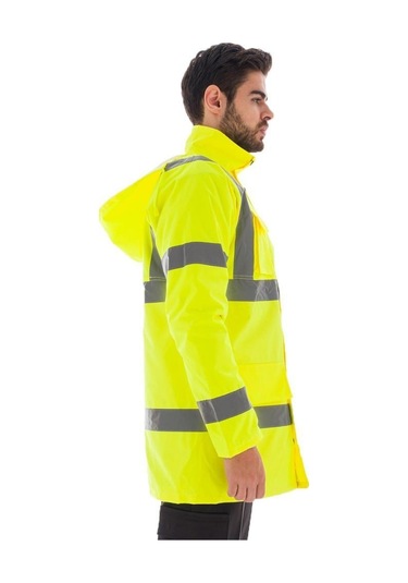 Yüksek Görünürlüklü Reflektörlü Kaban, Fosforlu Sarı -61E366-