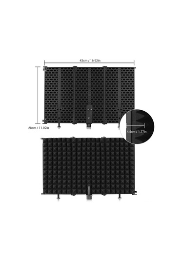 Ruicoo 3-panel Mikrofon Gürültü Engelleyici: Çok Katmanlı Ses Emici, Çevreleyici, Tahta/stant Uyumlu, Taşınabilir, Mikrofon Ve Stant Hariç