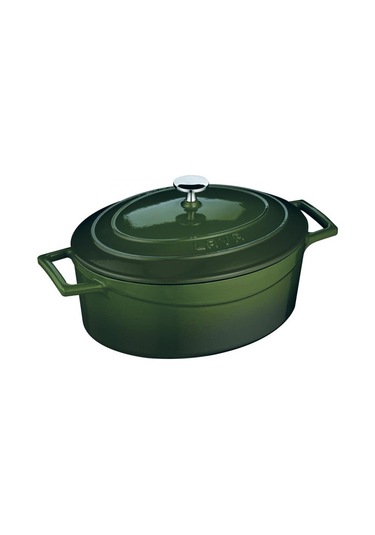 Lava Folk Oval Döküm Demir Tencere 21X25 CM Yeşil