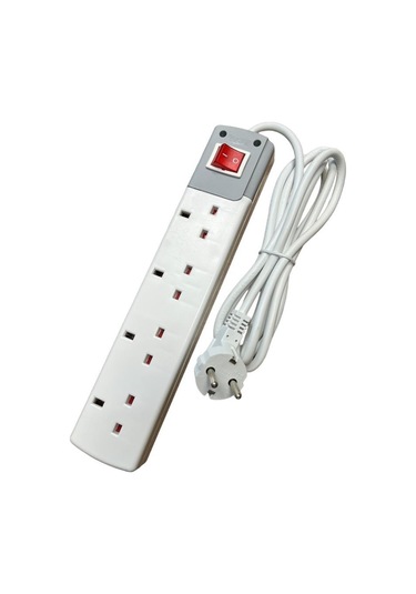 De-pa İngiliz Tipi Grup Priz 4'lü 3 Metre Kablolu Anahtarlı 41403