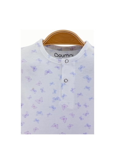 Bebek Şort Tulumu Kelebekler Kısa Kollu Doğal Kumaş Pamuklu Tulum - Lila