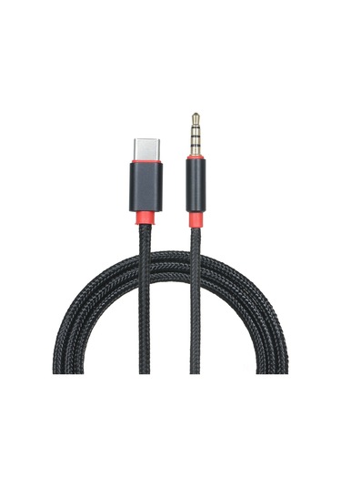 Maiyame Type-c'den 3.5mm Aux'a Konnektör Kablosu 95cm - Nylon Örgülü, Altın Kaplı Uçlar, Siyah - Araç Ve Ev Ses Sistemi İçin