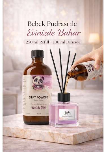 Bebek Pudrası Çubuklu Oda Kokusu 250 Ml Refil Ve 100 Ml Difüzör Şişe Fresh