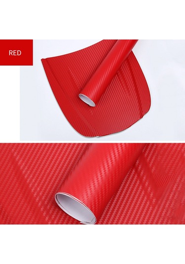 Shineyee Kırmızı 3d Karbon Fiber Araba Sticker, 127x10cm Kalın Pvc Filmi, Korozyon Ve Çizikten Koruma, Araba Dekorasyonu, Kesilebilir, Su Geçirmez, Renk Kaybı Olmaz