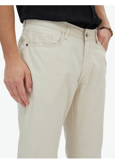 Kip Bej Denim Slim Fit Casual Pamuk Karışımlı Pantolon Bej