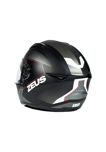 Zeus ZS-811A Al6 Matt Black White Red Kapalı Kask