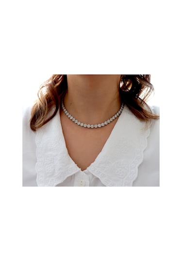 Silveranka 925 Ayar Gümüş Beyaz Kalp Su Yolu Kolye