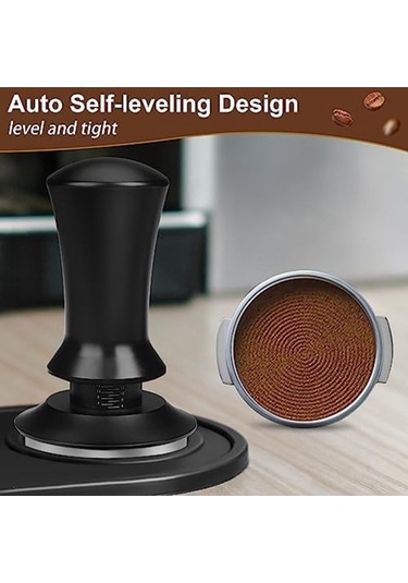 Metabagua Espresso Tamper Kahve Tamper 53mm, Yaylı Sabit Basınçlı Espresso Tamper Seti, Barista Kahve Severler Için 1s0f0c Siyah