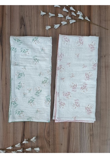 2 Katlı Müslin Kız Erkek Bebek Battaniyesi Oeko-texli %100 Pamuklu Desenli Puset Örtüsü Yenidoğan Yeşil