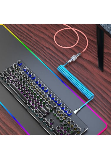 Youtek Hxsj H-1 Type-c Usb Mekanik Klavye Kablosu - Esnek Tpe Kablo, Pembe Ve Mavi Renk Seçenekleri