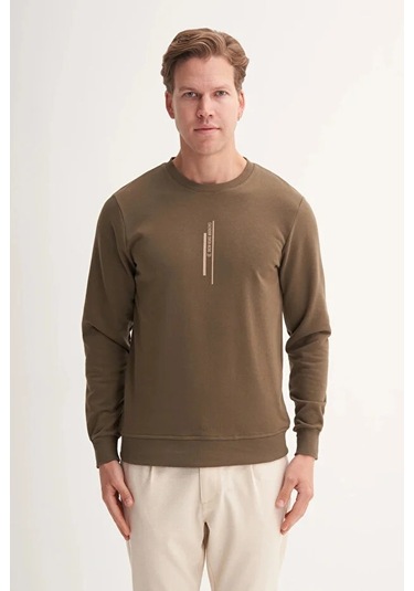 Cazador Slim Fit Mevsimlik 3 İplik Pamuk Karışımlı Sweatshirt-54185 Kahverengi