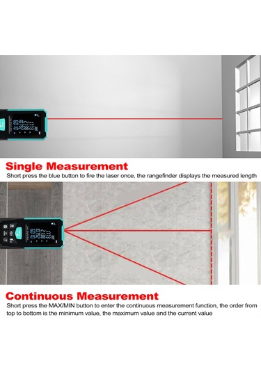 Reedark D3-50 Lazer Mesafe Ölçer, 50m Aralık, Alan/hacim/iki Nokta Ölçüm, 50 Veri Depolama, Pil İle Teslim, Ip54 Su Geçirmez