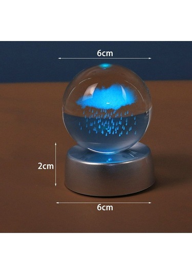 Mobgift Yağmur Bulutu Tasarımlı Işıklı Kristal Cam Küre Renkli