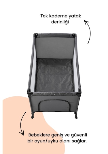 Ozmo Aura Oyun Parkı 70x120 Cm + Yataklı Gri