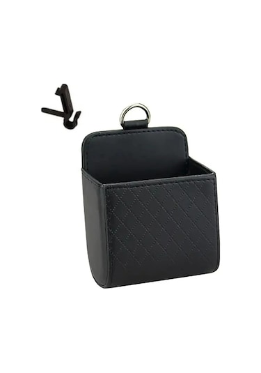 Goldenqian 1 Adet Araba Saklama Çantası Süspansiyon Depolama Kuzu Derisi Doku Kutusu Hava Firar Saklama Çantası Cep Telefonu Tutucu Black Black