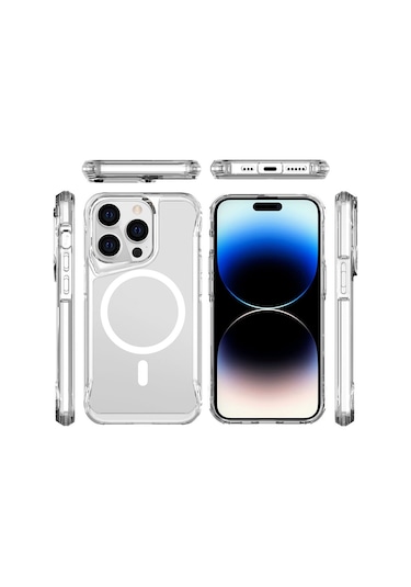 iPhone Uyumlu 14 Pro Max Kılıf Magsafe Özellikli Maximus Sararmaz Şeffaf Kapak