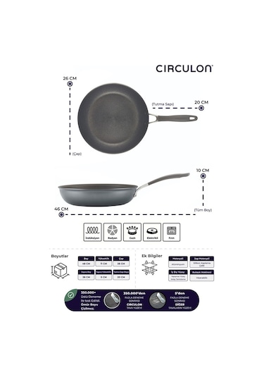 Circulon 26 Cm Kızartma Tavası Gri - Siyah