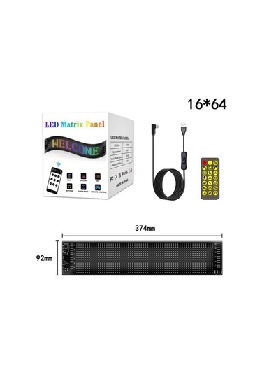 Rp937 Led Matrix Panel 16x64cm Telefon Kontrollü Kayar Led Animasyon Aydınlatma Asorti