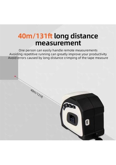 Pazly 2'si 1 Arada Dijital Şerit Metre: 40m Lazer Ölçüm + 5m Şerit, 4 Modlu, Taşınabilir, Kullanışlı 40m Lazer Ölçüm Ve 5m Şerit