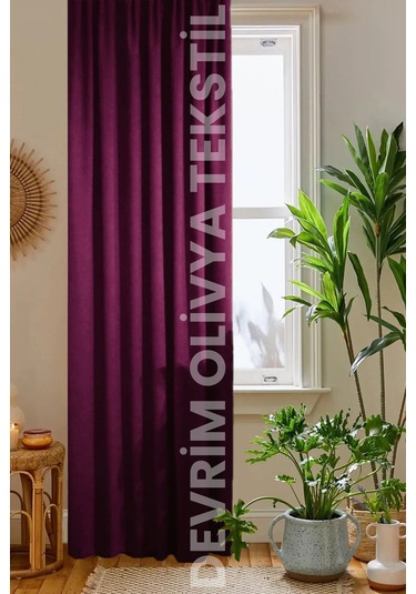 Shy Tekstil Lüks 1. Sınıf Özel Dikim Koyu Gri Blackout Fon Perde - Işık Geçirmez, Ekstraforlu Karartma Mürdüm