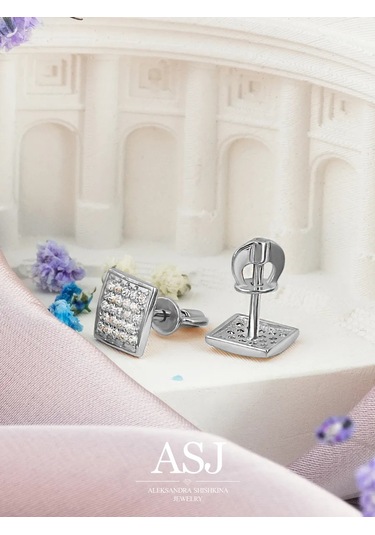 Asj Gümüş Küpeler Kareler 925 Ayar Gümüş 155346156 beyaz