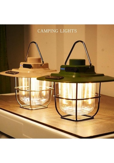 Tongxida Yeşil Led Kamp Işığı, Su Geçirmez, Sürekli Parlaklık Ayarlamalı, 4500mah Powerbank, Taşınabilir, İç Batarya Yeşil Yeşil