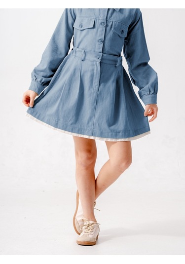 Kız Çocuk Garnili Kot Etek 2603 Mavi