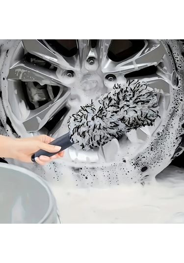 Chuangyinshop Kırmızı Uzun Saplı Mikrofiber Jant Temizleme Fırçası Yumuşak Yıkamalı Çizilmez Lastik Tekerlek