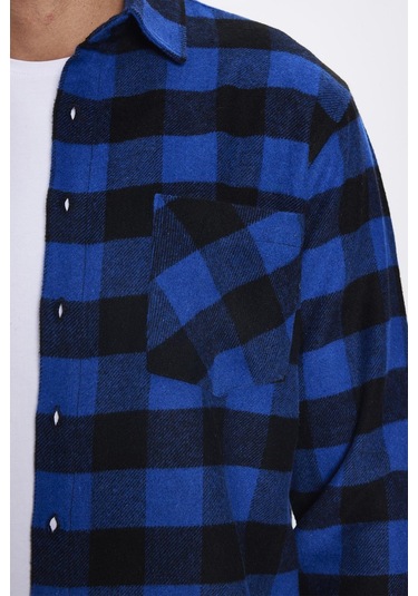 Erkek Klasik Fit Normal Kesim Uzun Kollu Tek Cepli Kareli Kışlık Oduncu Gömlek-28635-çok Renkli Çok Renkli