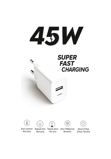 45w Çoklu Şarj Adaptörü Ultra Hızlı Realme 7 Ve 7 Pro Uyumlu Qc 3.0 + Pd