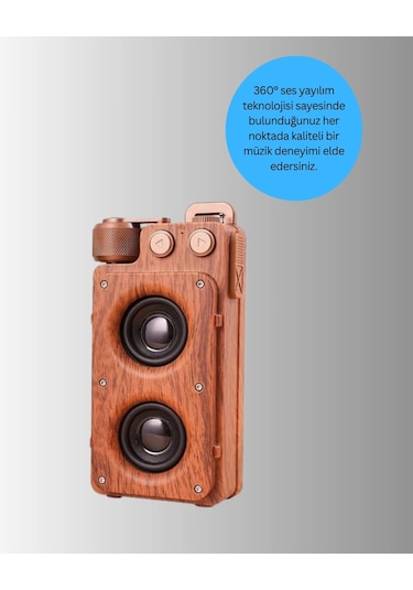 Klasik Görünümlü Bluetooth Hoparlör 360 Derece Stereo Ve Fm Radyo