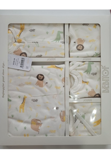 Incibaby 10'lu Erkek Bebek Hastane Çıkışı Zürafa Desenli Beyaz