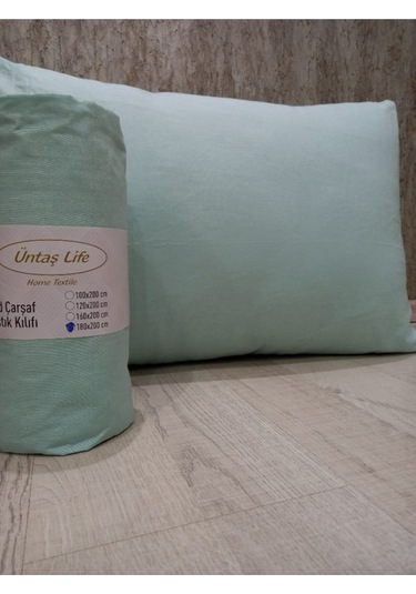 Üntaş Tek Kişilik Lastikli Çarşaf + Yastık Kılıfı Mint Yeşili 1 Adet