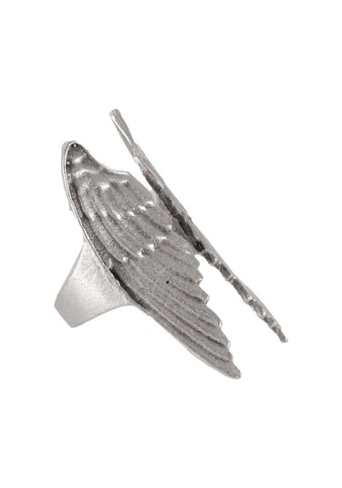 Erkek Antik Gümüş Kaplama Ayarlanabilir Melek Kanadı  Yüzük Gümüş