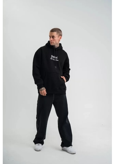 Vexor Polızeı Premium Kalite Kapşonlu Dijital Patchli Sweatshirt - Siyah