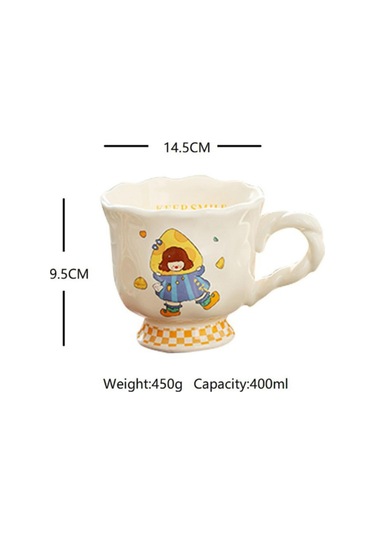 Masal Zamanı Temalı Retro Seramik Kupa 400 Ml Turuncu
