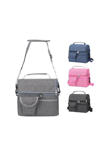 Pazly İki Katmanlı Taşınabilir İzole Soğutucu Çanta - Öğle Yemeği, Kamp, Piknik, Bbq, Gri Gri