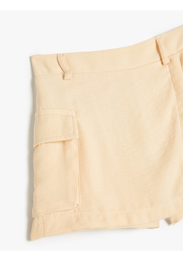 Koton Şort Etek Kargo Cepli Beli Lastikli Ekru 4skg40067aw Ekru