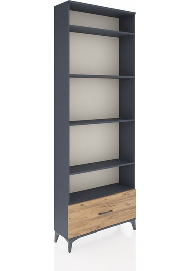 Arges Dolap 5 Raflı Tek Çekmeceli 88x30x243 Antrasit-çam Antrasit