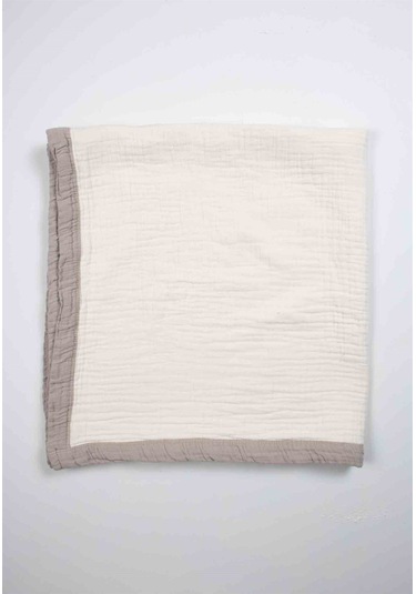 Cigit Kalın Biyeli Dört Kat Ham Battaniye 85x90 Cm Vizon Krem