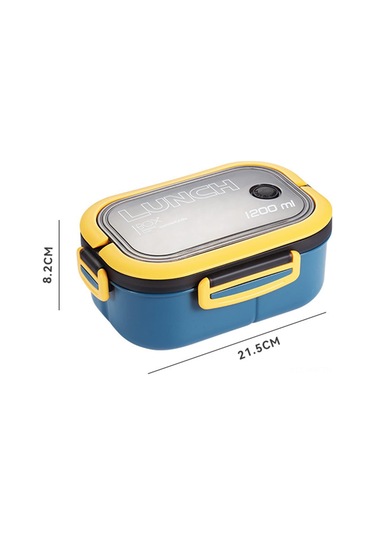 Moveevo 1.2l Mavi Çift Katlı Muhafaza Kutusu - İşçiler Ve Öğrencilere Uygun, Silikon O-ringli Leakproof, Sağlıklı Pp Malzeme, 260g Lacivert - Sarı