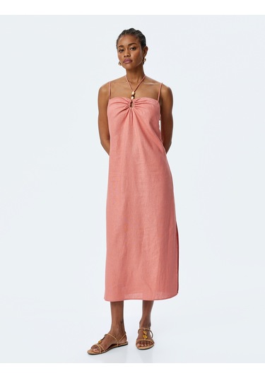 Koton Büzgü Detaylı Boncuklu İnce Askılı Uzun Keten Elbise Koyu Pembe 5sak80065ew Koyu Pembe Koton Büzgü Detaylı Boncuklu İnce Askılı Uzun Keten Elbise Koyu Pembe 5sak80065ew Koyu Pembe