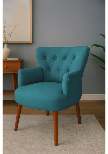 Roma Berjer - Modern Tekli Koltuk - Babyface Kumaş - Petrol Rengi