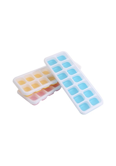 Geeksen 14 Izgaralı Silikon Buz Kalıbı Tepsisi Sıçramaya Dayanıklı Çıkarılabilir Kapaklı Ev Yapımı Buz Kalıbı Preslenmiş Buz Küpü Makinesi Okyanus Mavisi 14 Izgaralı Kapaklı 25,4 Çok Renkli