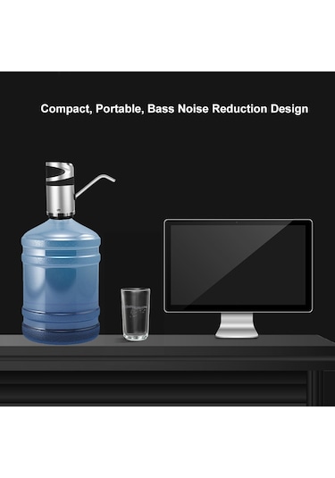 Paslanmaz Çelik Şarjlı Otomatik Damacana Su Pompası Gri