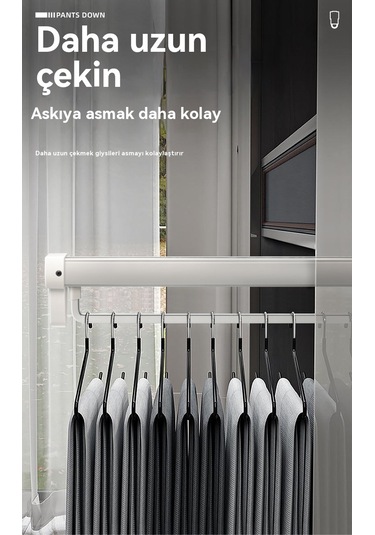 Gardırop Gardırop Çekmece Pantolon Askısı Teleskopik Sönümleme Sürgülü İtme-çekme Askısı Siyah