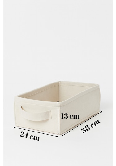 Krem Dolap İçi, Çamaşır, Oyuncak Düzenleyici, Saklama Kutusu, Keçe Sepet Organizer 38x25x13 Cm Krem