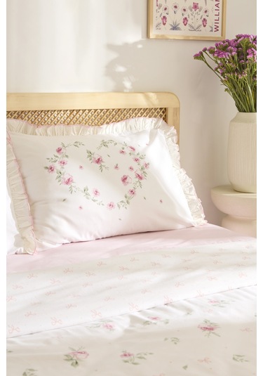 Kaşmir Home Pure Lov %100 Pamuk Çift Kişilik Nevresim Takımı Rose Rose